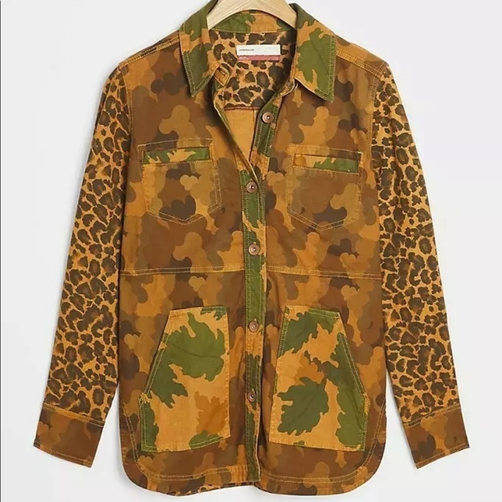 NWT Anthropologie Camo Cat Denim Utility Jacket